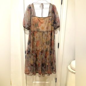 H&M sheer floral midi dress